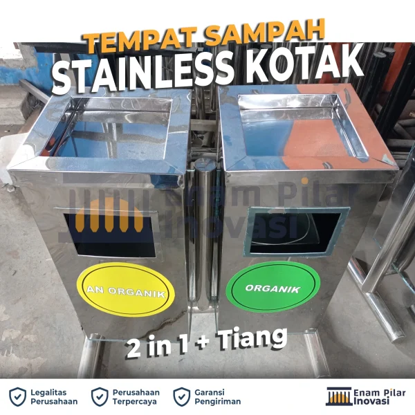 tempat sampah stainless, tong sampah stainless, tempat sampah medis dan non medis, tempat sampah organik dan anorganik, tempat sampah organik dan non organik, tempat sampah 2 in 1
