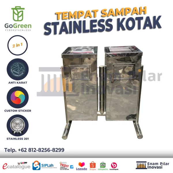 tempat sampah stainless, tong sampah stainless, tempat sampah medis dan non medis, tempat sampah organik dan anorganik, tempat sampah organik dan non organik, tempat sampah 2 in 1