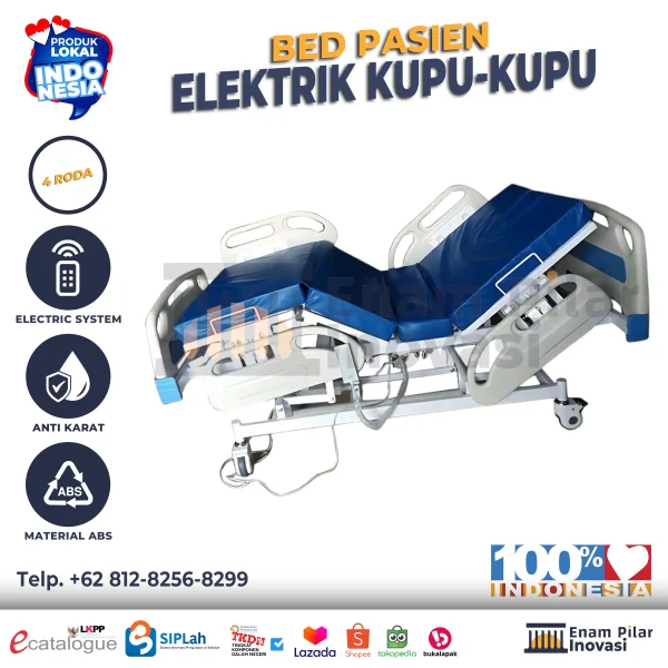 Ranjang Pasien Elektrik Kupu-Kupu dengan Remote Control dan Roda 5 Inci, bed pasien elektrik kupu kupu, bed pasien, ranjang pasien, ranjang rumah sakit, bed periksa pasien, bed pasien elektrik, ranjang pasien elektrik, ranjang rumah sakit elektrik, ranjang pasien bekas, ranjang rumah sakit bekas, bed tempat tidur pasien, ranjang rs, kasur rumah sakit, kasur untuk orang sakit,