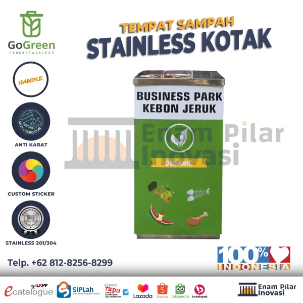 tempat sampah stainless, tong sampah stainless, tong sampah stainless steel, tempat sampah stainless steel, tempat sampah outdoor estetik, tempat sampah stainless kotak, tempat sampah tertutup,